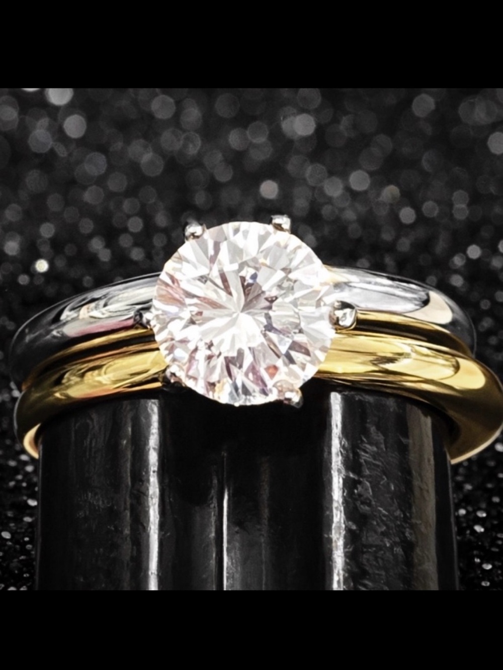 2ct Round Solitaire Cz Diamond statement Engagement Wedding Ring Set silver gold